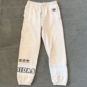 Adidas Women's Cream Joggers with Logo Accents